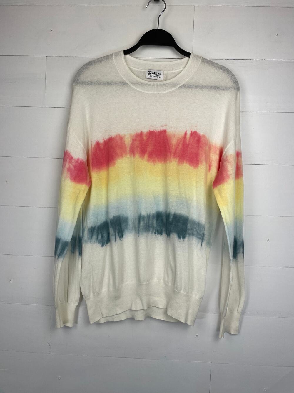 27 Miles Malibu Rainbow Tie Dye Cotton Crewneck Sweater Size M EUC